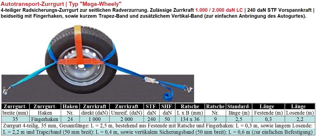 Zurrgurte, Autotransport