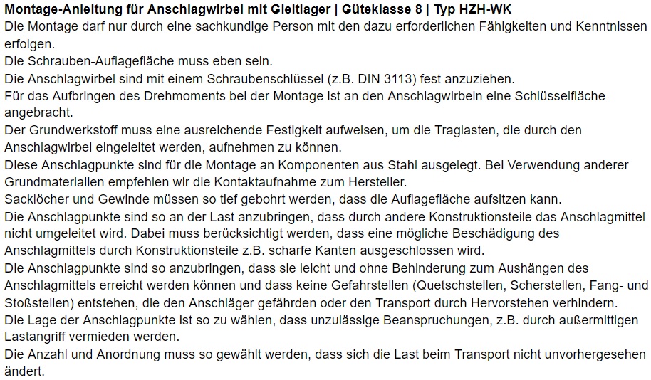 Montage-Anleitung Anschlagwirbelbock-Güteklasse-8-Gleitlager