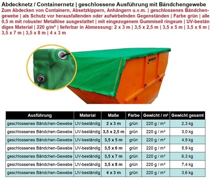 Abdeckplane mit Gummirandseil 2.5 x 2.5 m - Hebetech AG