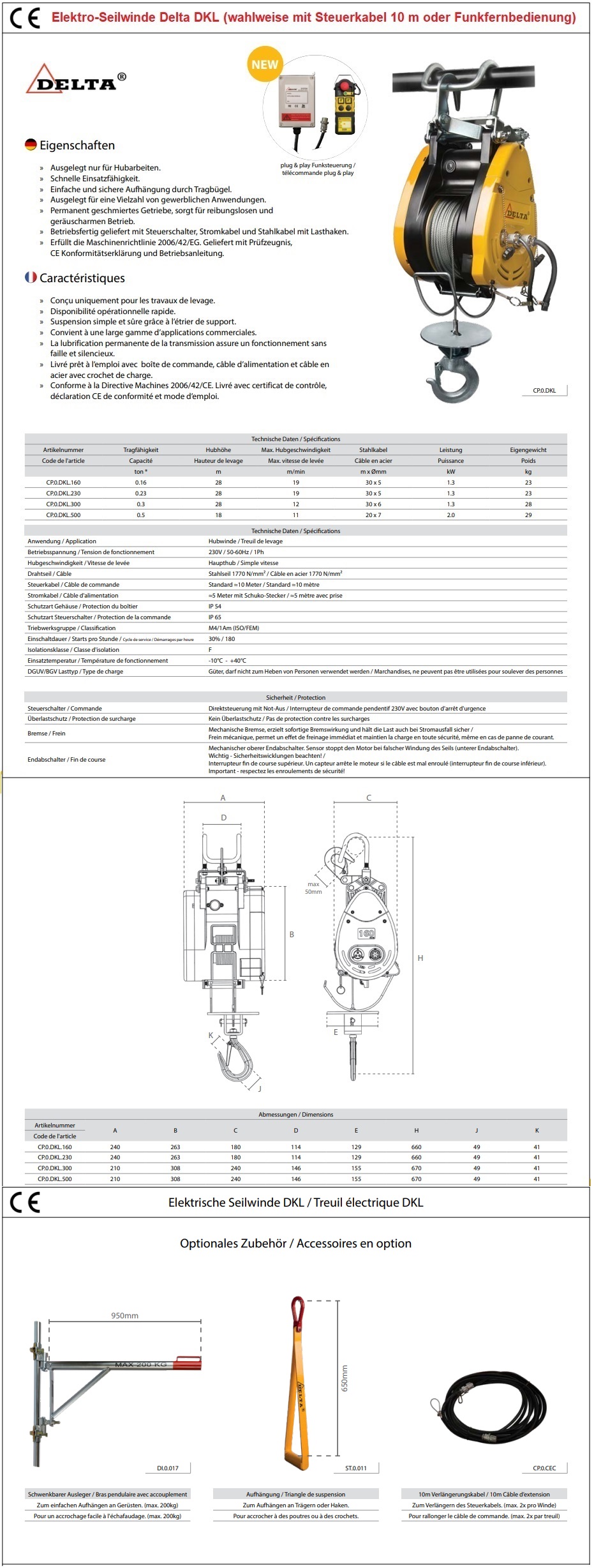 Delta DM Elektrische Seilwinde, 230 Volt