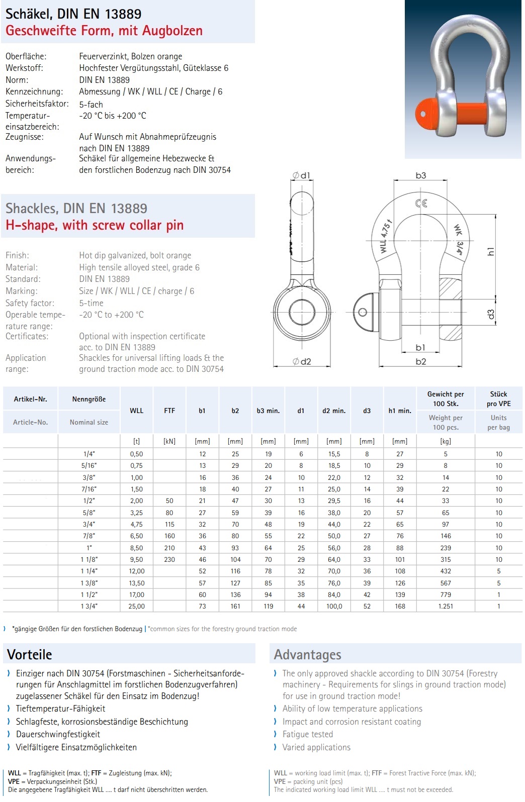 Schäkel DIN EN 13889 mit Augbolzen kaufen