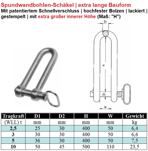 Spundwandbohlen-Schäkel