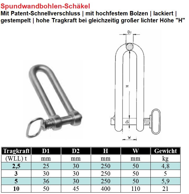 Spundwandbohlen-Schäkel