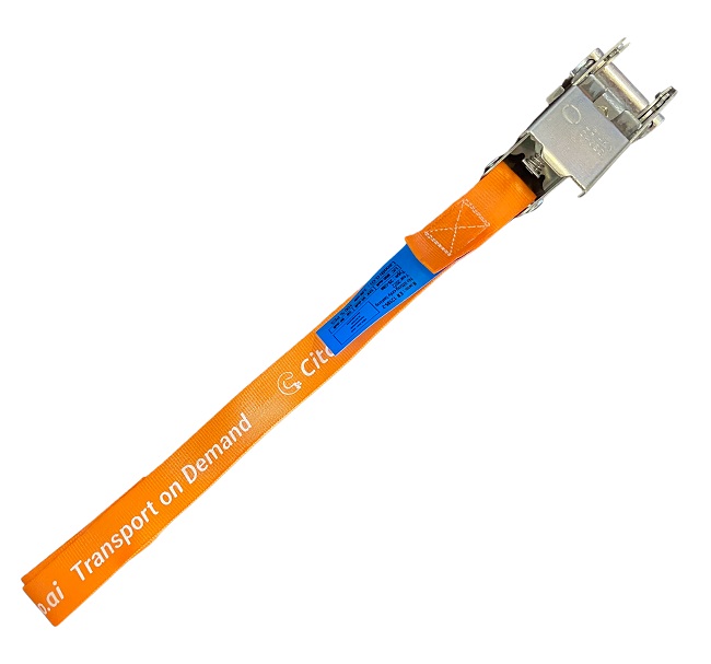 Zurrgurt orange mit weissem Druck