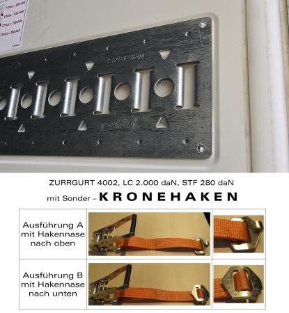 Zurrgurt für Kronen-Schiene (Kronen-Haken)