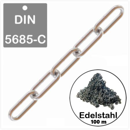 DIN 5685-1 | 3 x 26 mm (langgliedrig) | Edelstahl (Bundware 100 m)