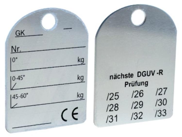 Kombinationsplakette für Anschlagketten GK8