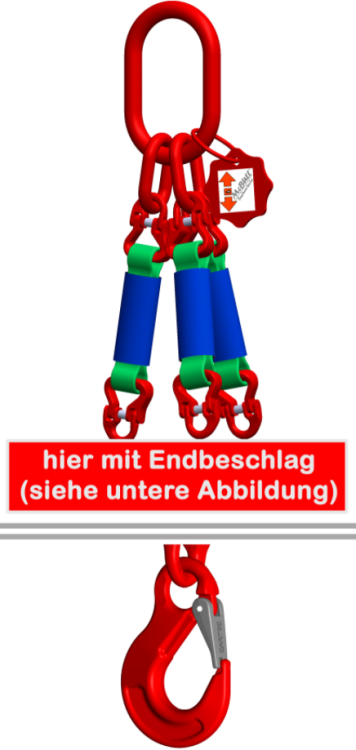 3-Strang-Rundschlingengehänge | WLL 8.400 kg/6.000 kg | grau