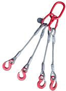 Drahtseil-Gehänge | 4-Str. | Ösenhaken + Sicherung | WLL 5.650/4.200 kg