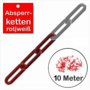 Absperrkette aus Stahl | Farbe rot-weiß | 5 * 35 mm (Bund 10 m)